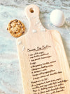 Handwritten recipe engraved wooden charcuterie serving board - TC Creative Co.